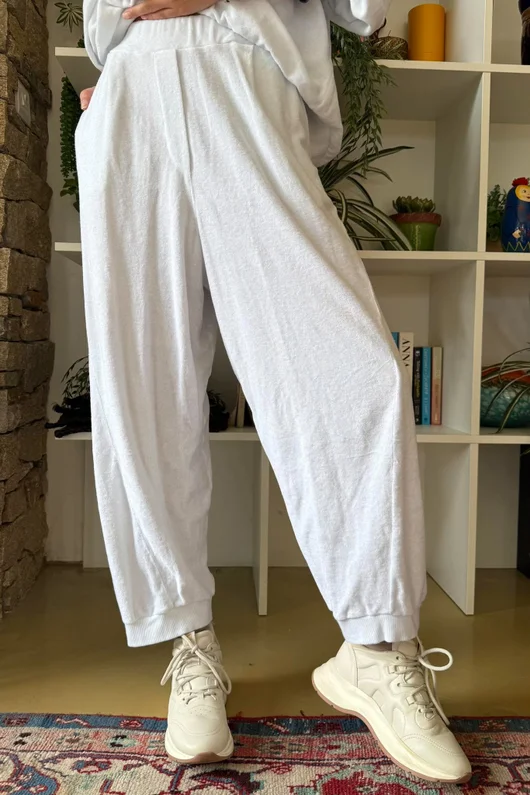 Terry B Relaxed Tapered Jogger White